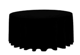 Stół + obrus czarny okrągły na stół Fi 180 cm 300 cm - zestaw