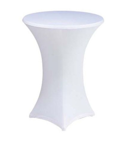 Pokrowiec elastyczny biały cover na stół stolik koktajlowy coctajlowy fi 80